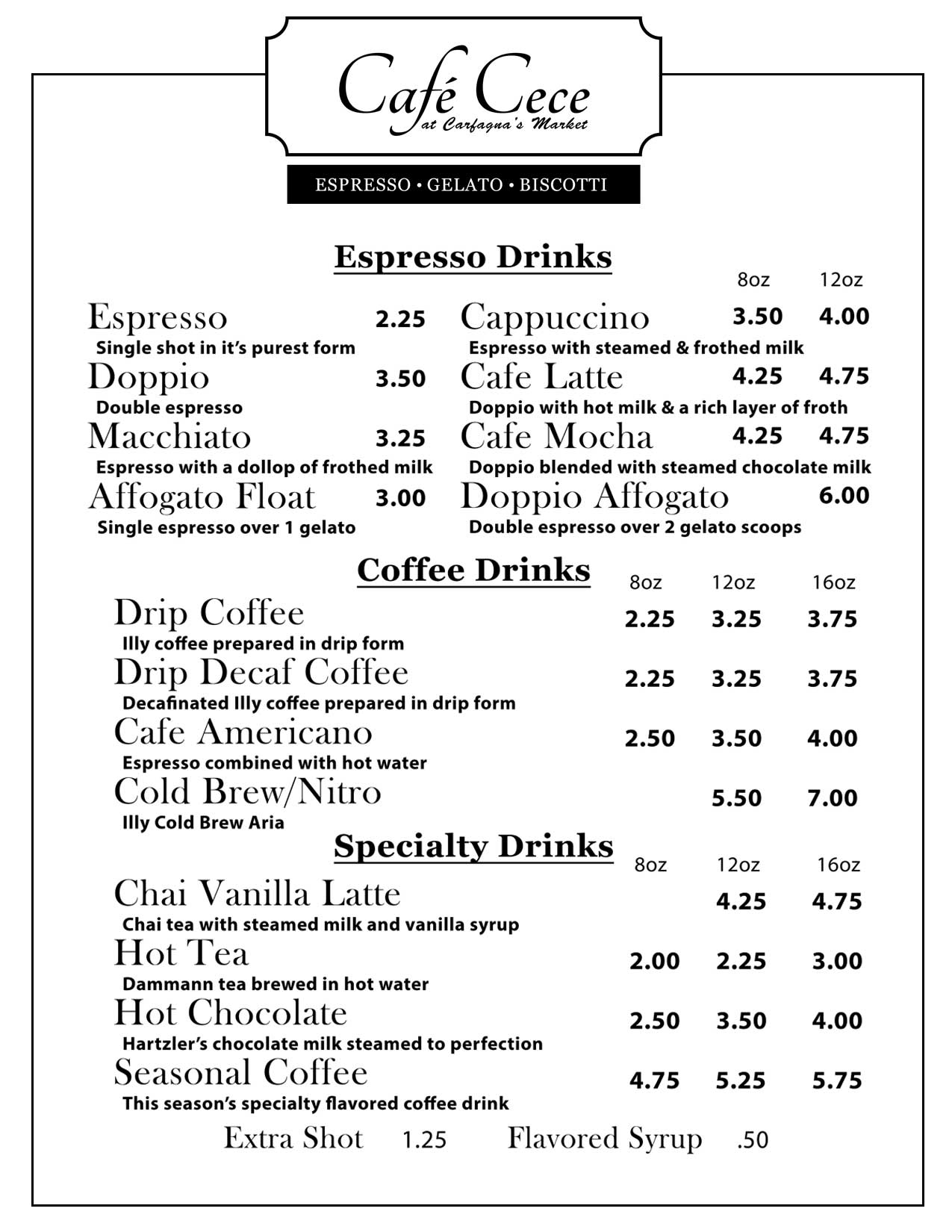 Caf Cece Menu Carfagna S   Cece Menu Feb 23 