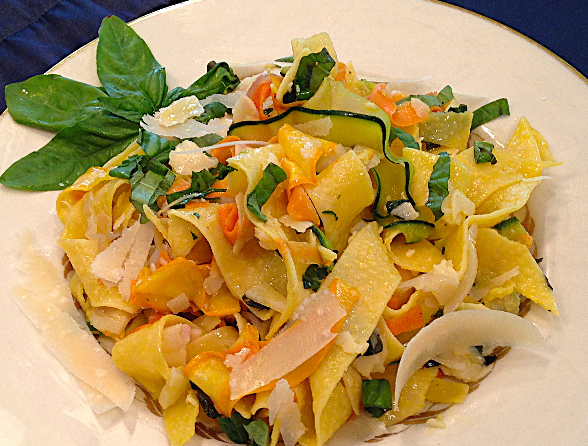 Pappardelle Pasta with Ribbons of Zucchini and Carrot 