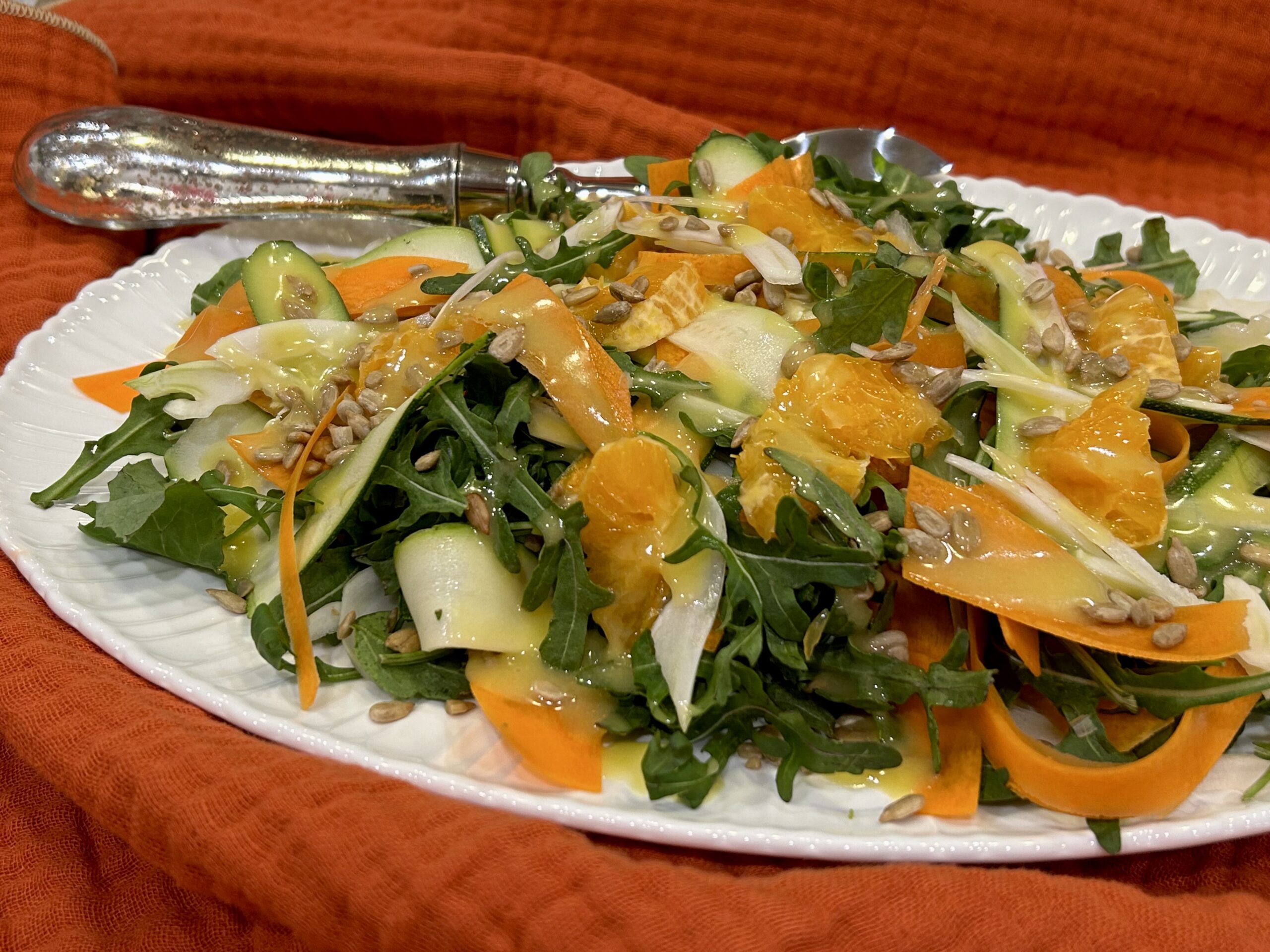 Arugula Salad with Ribbons of Vegetables & Citrus Dressing